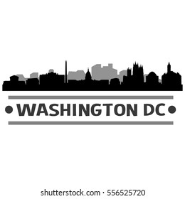 Washington DC Skyline Silhouette. Cityscape Vector Famous Buildings Clip Art Design.