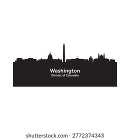 washington dc skyline silhouette on white background
