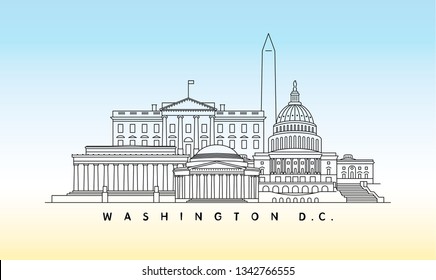 Washington DC skyline vector illustration and typography design 