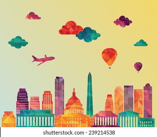 Washington Dc skyline. Vector illustration