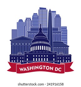 Washington Dc Skyline. Vector Illustration