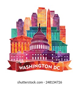 Washington Dc skyline. Vector illustration