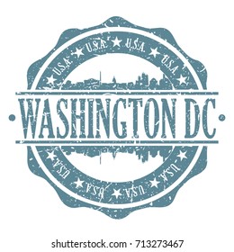 Washington DC Stamp Post Skyline Silhouette City Vector Design Art.