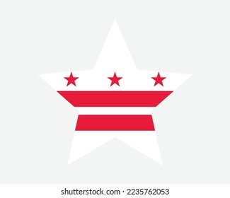 Washington DC Star Flag. District of Columbia USA Five Point Star Shape Flag. Washingtonian US D.C. Banner Icon Symbol Vector Flat Artwork Illustration