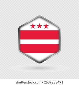 Washington DC State Flag Icon in Hexagon Shape.