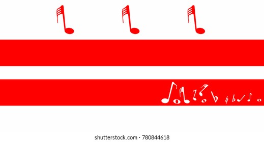 The Washington DC State Flag in red and white with musical notes
