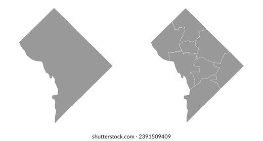 Washington DC state gray maps. Vector illustration.