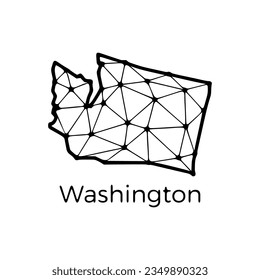 Washington DC state map polygonal illustration made of lines and dots, isolated on white background. US state low poly design