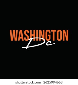 washington dc text for T-shirt print and other use on black background.