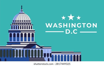 Washington DC tourism background flat illustration
