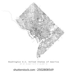 Washington D.C. United States Of America,accurate map, detail Streets Roads Map,editable vector element template image for marketing ,product ,wall art