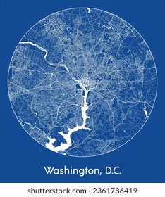 Washington, D.C. United States North America City Map blue print round Circle vector illustration