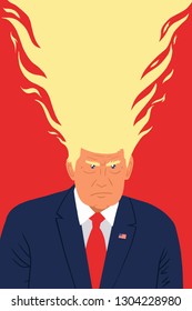 WASHINGTON DC, US - FEBRUARY 2019:  President Donald Trump vector illustration caricature portrait. - Vector 