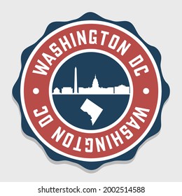 Washington, DC, USA Badge City Vector Seal. National Symbol Skyline Stamp Design Icon Label. 