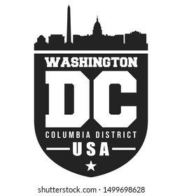 Washington DC USA Badge. Vector Stamps City Skyline. Seal Cut File Design.