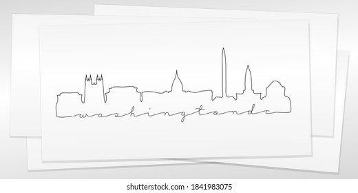 Washington, DC, USA Doodle Skyline Hand Drawn. City One Line Art Illustration Landmark. Minimalistic Sketch Pen Background.