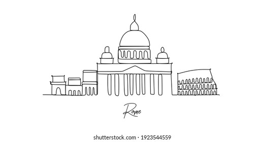 washington D.C USA landmark skyline - continuous one line drawing