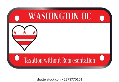 Washington DC USA motorcycle license plate over a white background