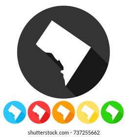 Washington DC USA Symbol Icon Round Flat Vector Art Design Color Set Logo Illustration Clip Art.