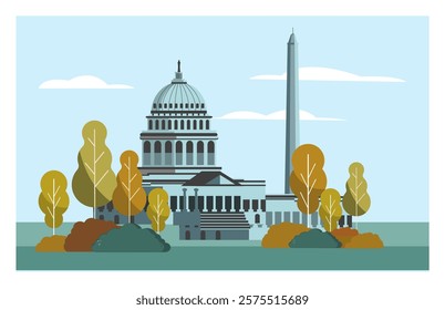 Washington DC vector illustration with sticker