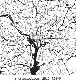 Washington DC Vector Map - Detailed City Street Plan, Road Network and Potomac River