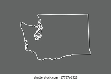 Washington DC vector map with single border line boundary using white color on gray background illustration