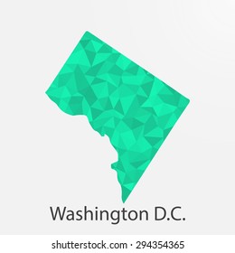 Washington District of Columbia flag map in geometric,mosaic polygonal style.Abstract tessellation,background. Low poly vector illustration EPS10