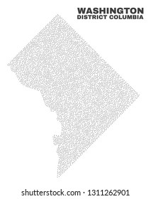 Washington District Columbia map designed with little points. Vector abstraction in black color is isolated on a white background.