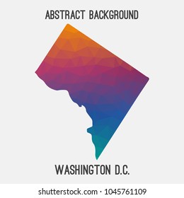Washington District of Columbia map in geometric polygonal,mosaic style.Abstract tessellation,modern design background,low poly. Geometric cover, mockup. Vector illustration.