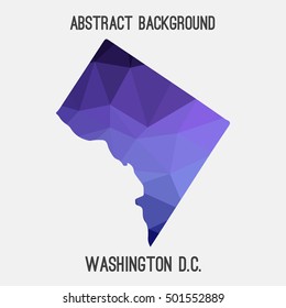 Washington District of Columbia map in geometric polygonal,mosaic style.Abstract tessellation,modern design background,low poly. Vector illustration.