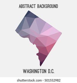 Washington District of Columbia map in geometric polygonal,mosaic style.Abstract tessellation,modern design background,low poly. Vector illustration.
