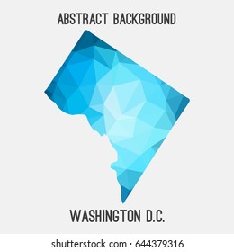 Washington District of Columbia map in geometric polygonal,mosaic style.Abstract tessellation,modern design background,low poly. Vector illustration.