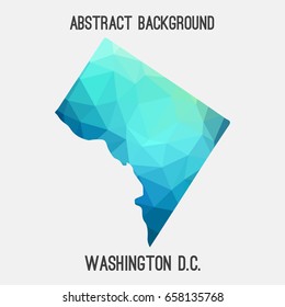 Washington District of Columbia map in geometric polygonal,mosaic style in cold shades.Abstract tessellation,modern design background,low poly. Vector illustration.