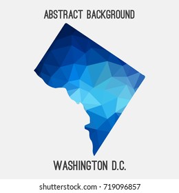 Washington District of Columbia map in geometric polygonal,mosaic style.Abstract tessellation,modern design background,low poly. Vector illustration.