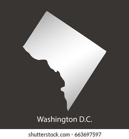 Washington District of Columbia map,border with chrome,metal shine gradient. Vector illustration