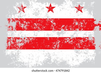 Washington District of Columbia state grunge, old, scratched style flag