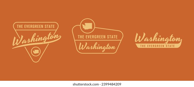 Washington - The Evergreen State. Washington state logo, label, poster. Vintage poster. Print for T-shirt, typography. Vector illustration