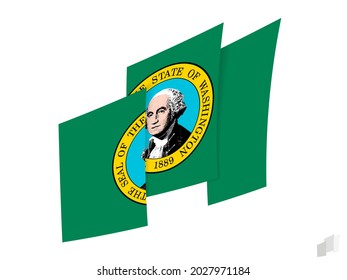 Bandera de Washington en un diseño abstracto arrancado. Diseño moderno de la bandera de Washington. Icono del vector.
