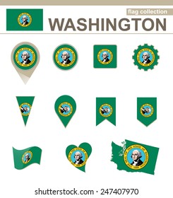 Washington Flag Collection, USA State, 12 versions