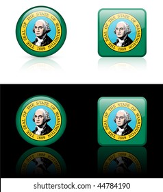 Washington Flag Icon on Internet Button Original Vector Illustration AI8 Compatible