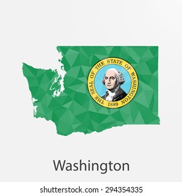 Washington flag map in geometric,mosaic polygonal style.Abstract tessellation,background. Low poly vector illustration EPS10