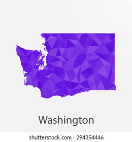 Washington flag map in geometric,mosaic polygonal style.Abstract tessellation,background. Low poly vector illustration EPS10
