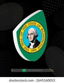 Washington Flag Shield icon in 3D on Dark Modern Abstract Rugby Background. Perfect for sports events, heritage themes, national celebrations, and patriotic designs.
