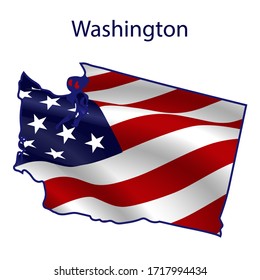 Washington full of American flag waving in the wind