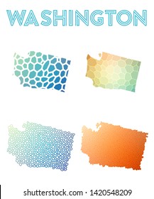 Washington geometric polygonal, mosaic style US state maps collection. Modern design for your infographics or presentation.