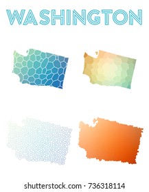 Washington geometric polygonal, mosaic style US state maps collection. Modern design for your infographics or presentation.