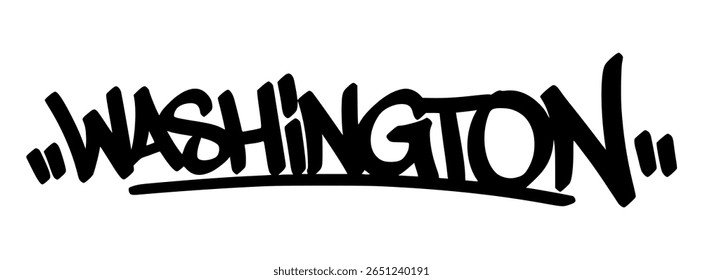 Washington graffiti tag in bold black lettering on transparent background. Strong visual identity perfect for expressive street style and modern urban design