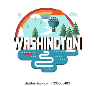 Washington, great destination to visit, vector cartoon