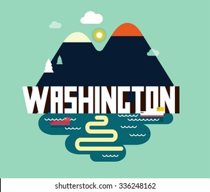 Washington, great destination to visit, vector cartoon