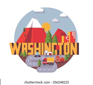 Washington, great destination to visit, vector cartoon